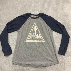 Def Leppard Raglan Shirt Men Large Gray Blue Long Sleeve Graphic Band Tee Rock